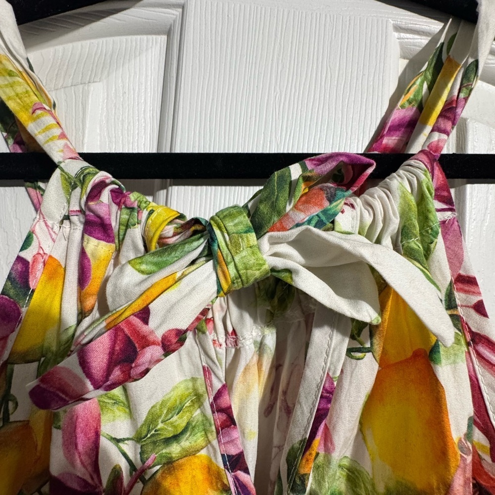 NWT Bellambia Cotton Maxi Summer Dress Size Large Tropical Floral Tiered Italy - Picture 4 of 11
